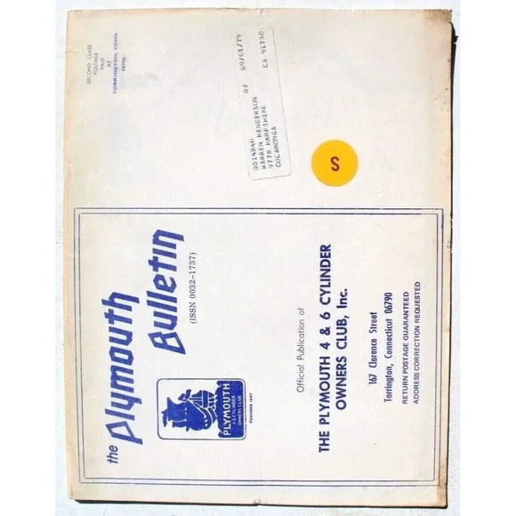 Vtg The Plymouth Bulletin Auto Club Magazine - The Plymouth 4 & 6 Cylinder - Picture 1 of 6